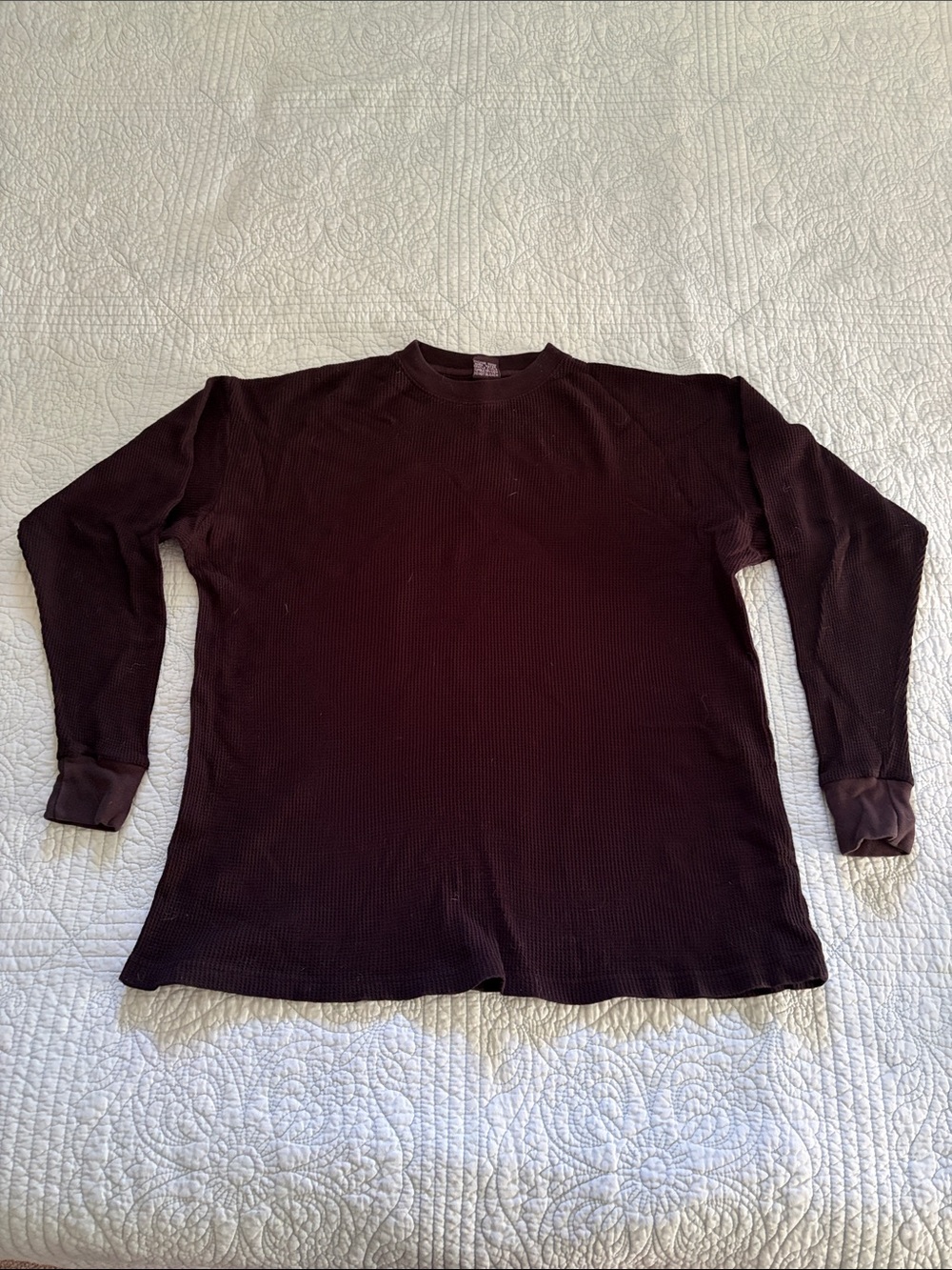 Men's Black Long-Sleeve Thermal Crewneck